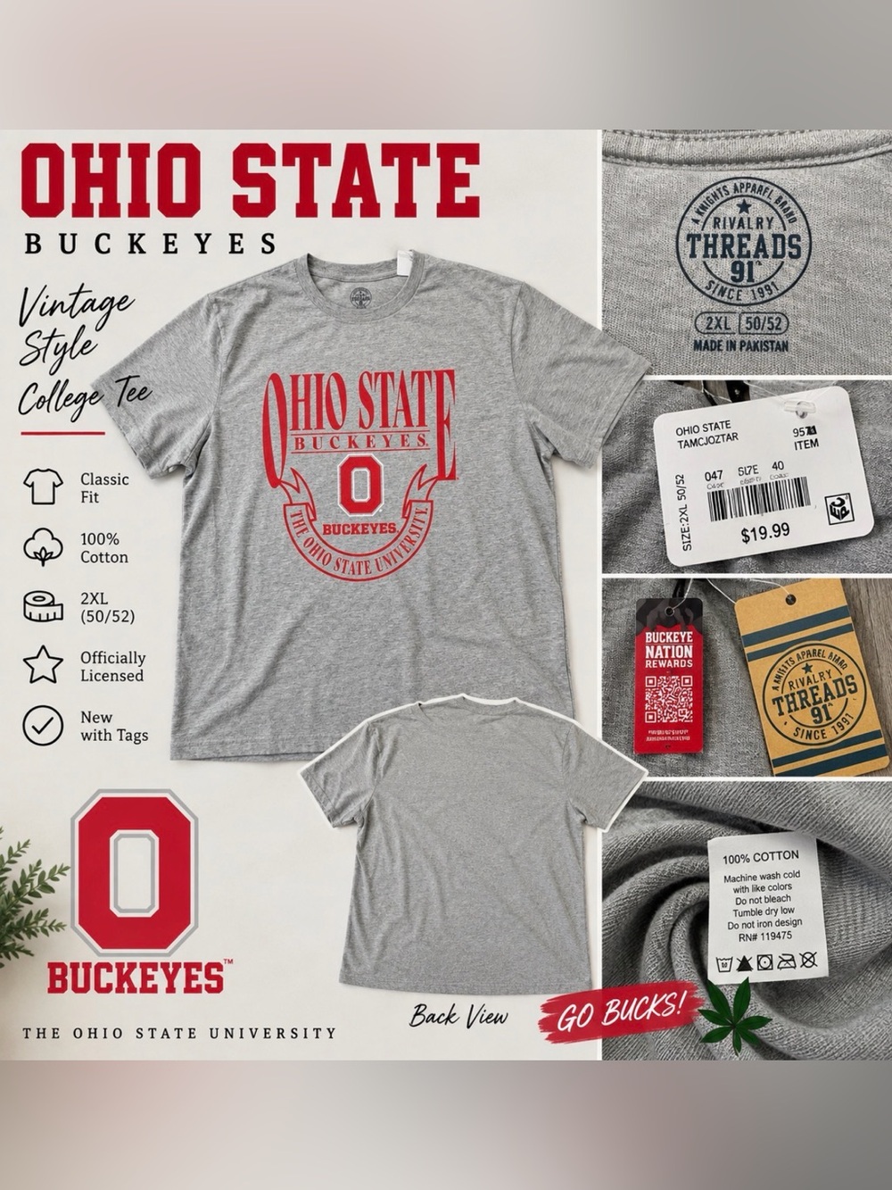 Ohio State Buckeyes Rivalry Threads 91 T-Shirt 2XL NWT